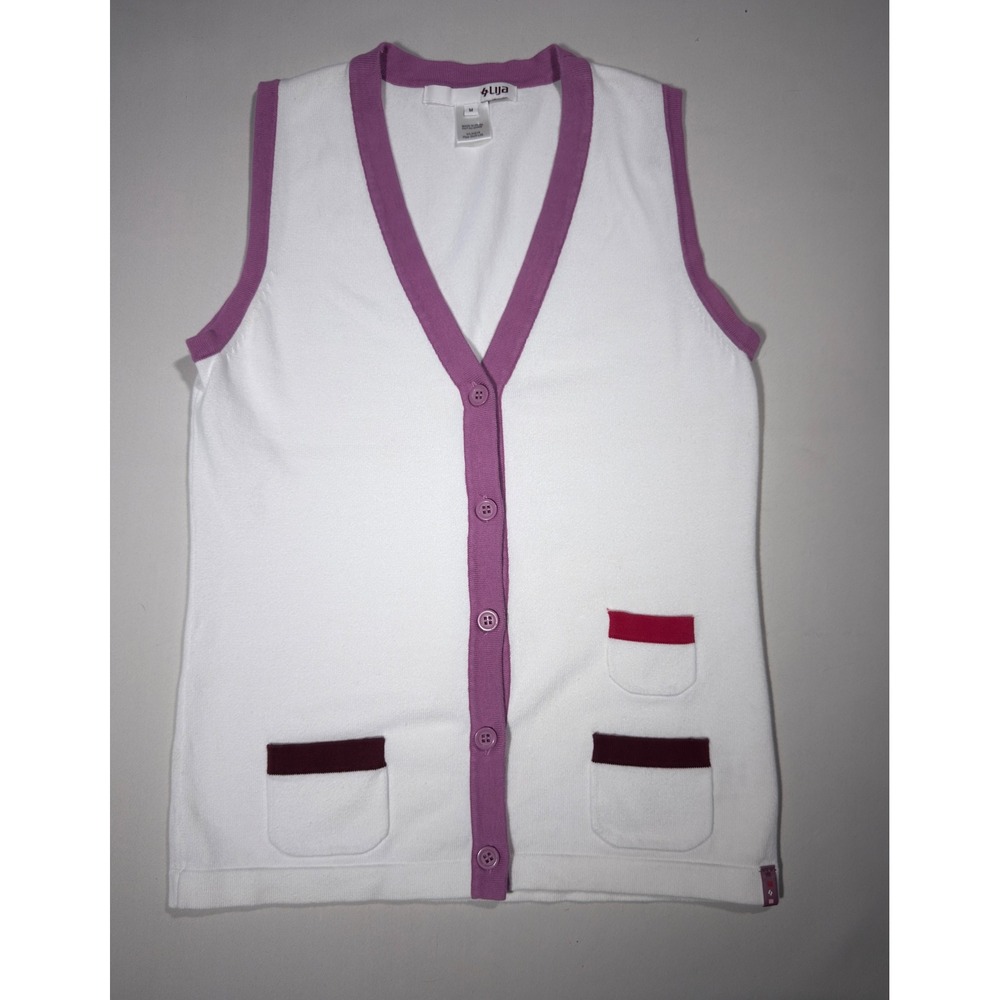 Lija Sleeveless Sweater Vest Y2K White Colorblock Tenniscore Country Club Med